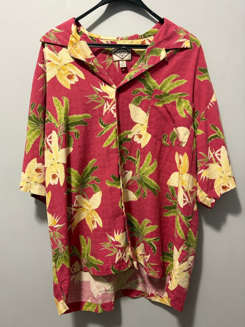 Three Palm Brand Pink Silk Tropical Shirt
